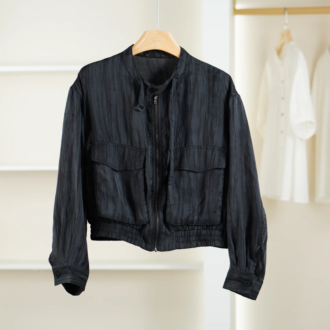 麦迪尚品【夕Y】50909429 春季简约休闲薄款拉链短外套女装