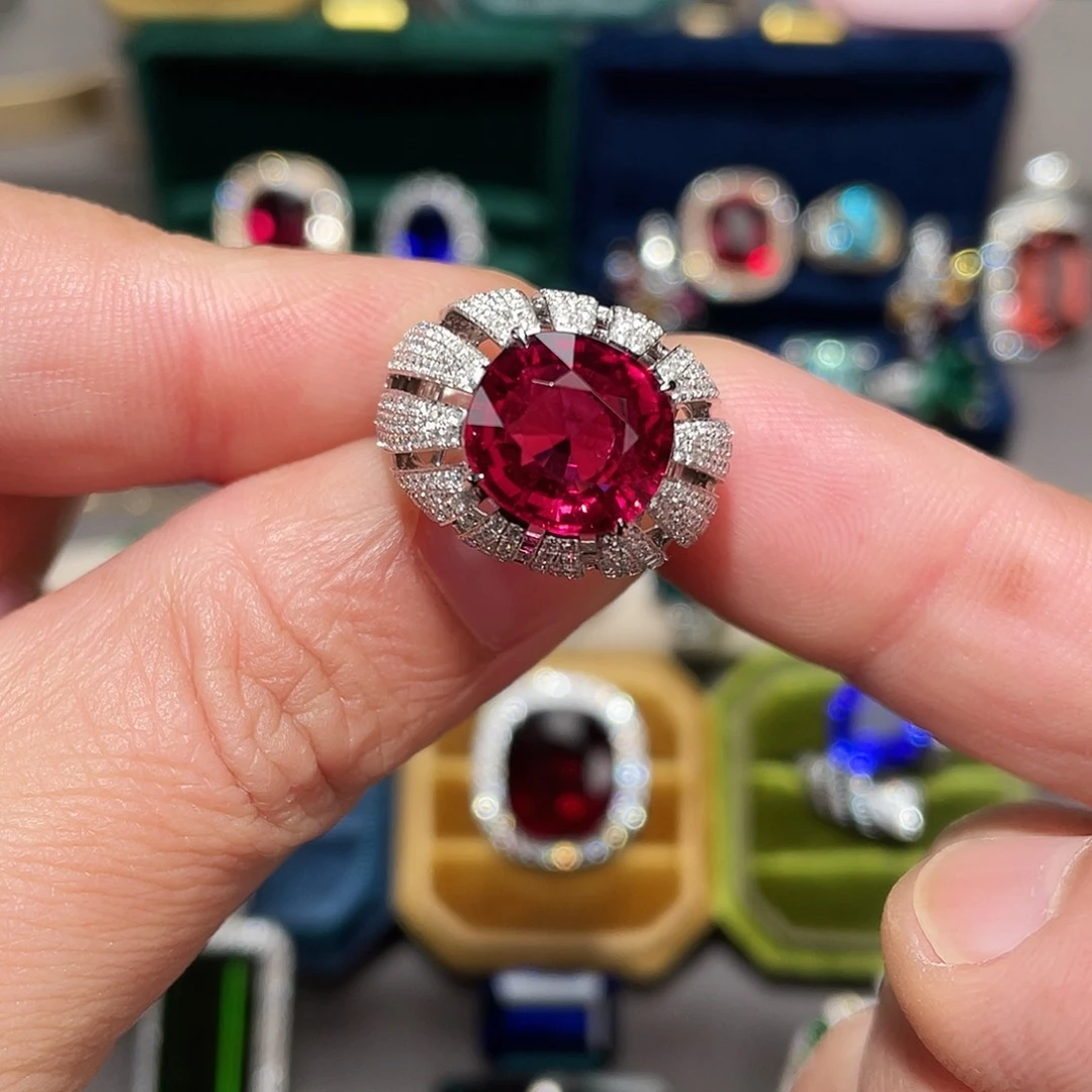 戒指碧玺18K金镶嵌6.3ct