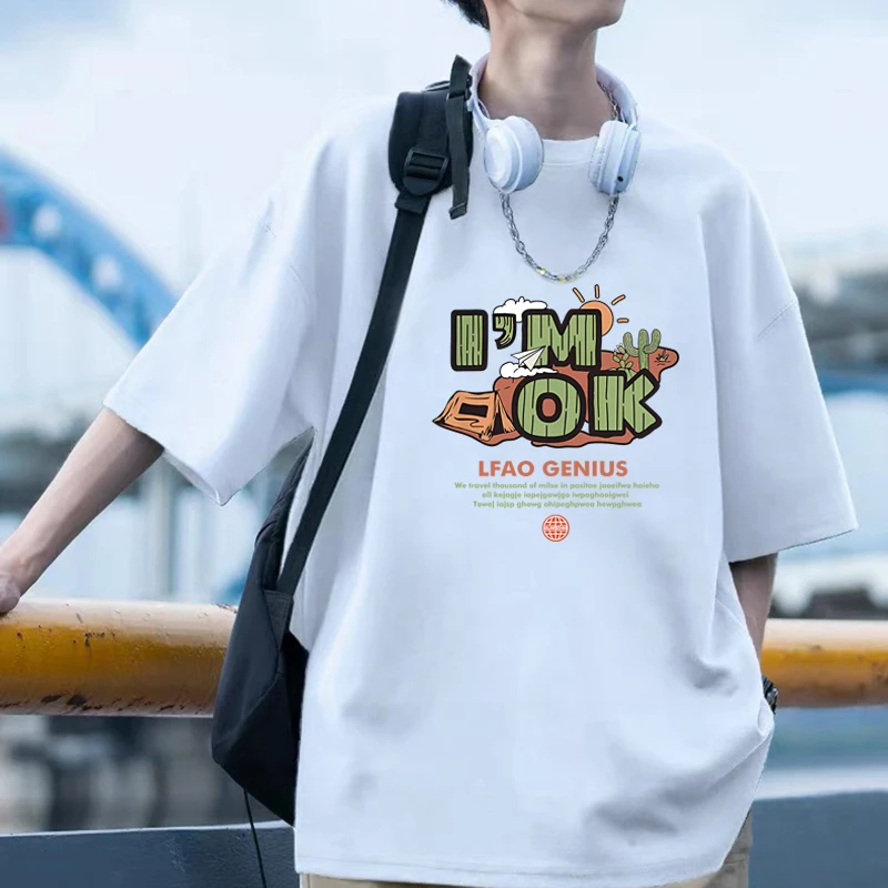 国风纯棉短袖t恤男女宽松大码上衣美式潮牌情侣夏装港风休闲半袖