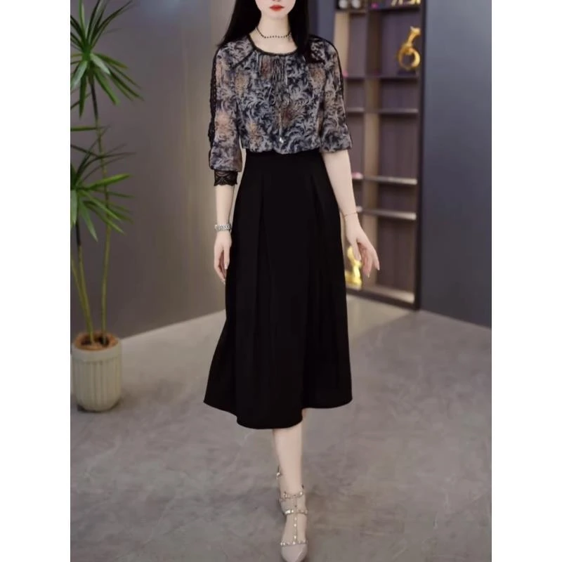 【连衣裙】2025早秋新款百搭显瘦气质时尚洋气印花连衣裙