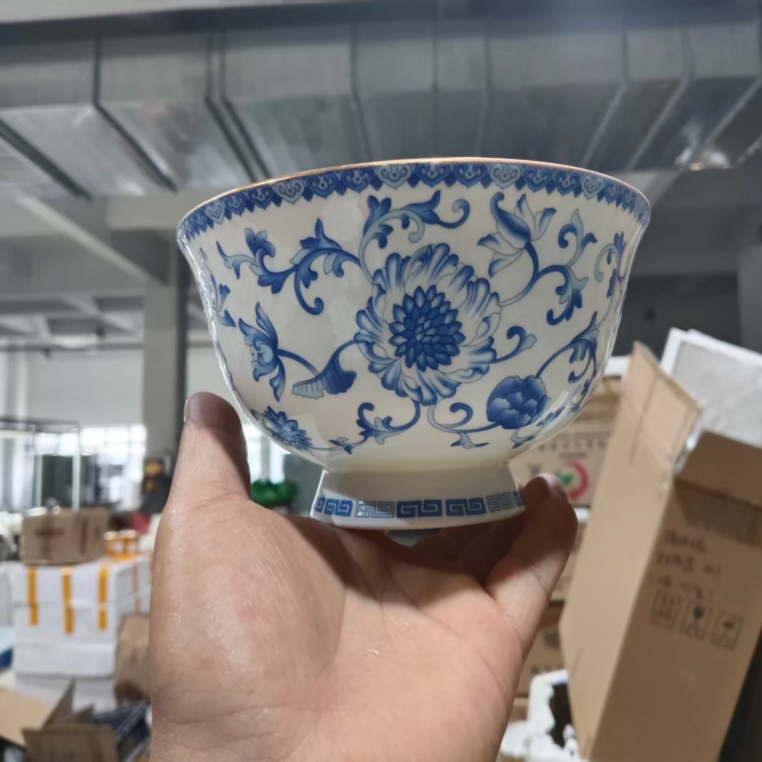 珐琅彩金边6寸面碗8个装