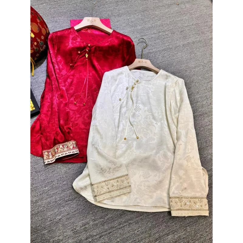 【深圳南油二姐】国风复古气质长袖衬衫打底691153