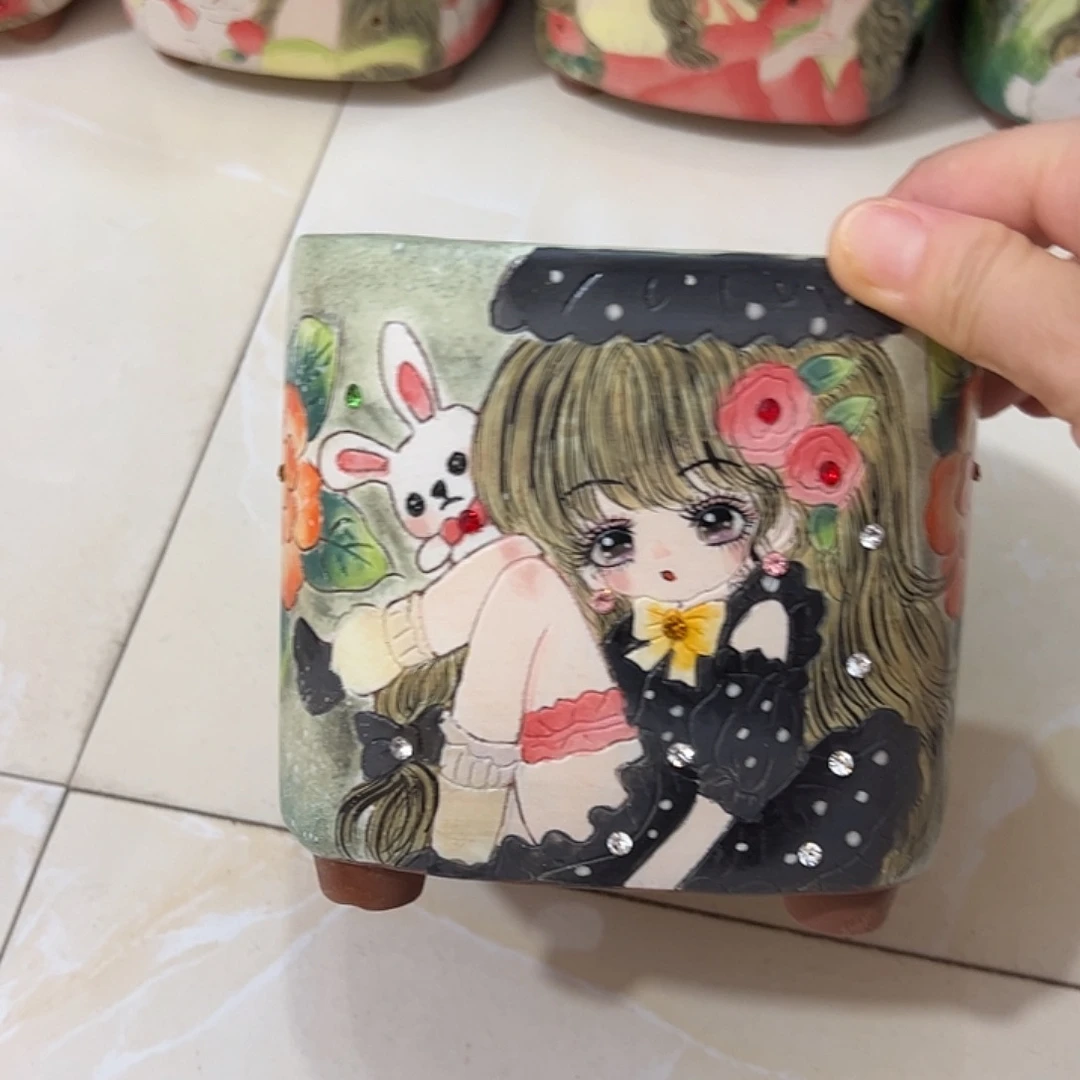景德镇炫彩手绘口12*12高12.5