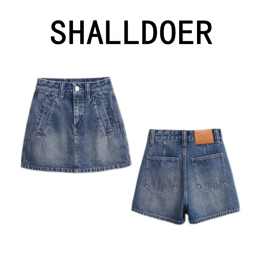 2025夏季新款前裙后裤女士高腰防走光显瘦牛仔裙裤休闲百搭半身裙