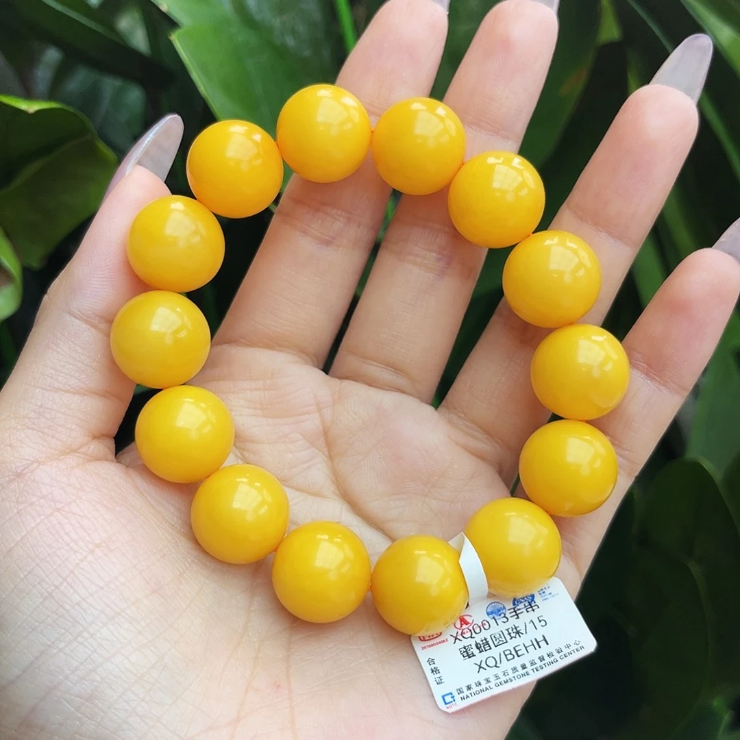 未镶嵌琥珀手链15m色标鸡油黄