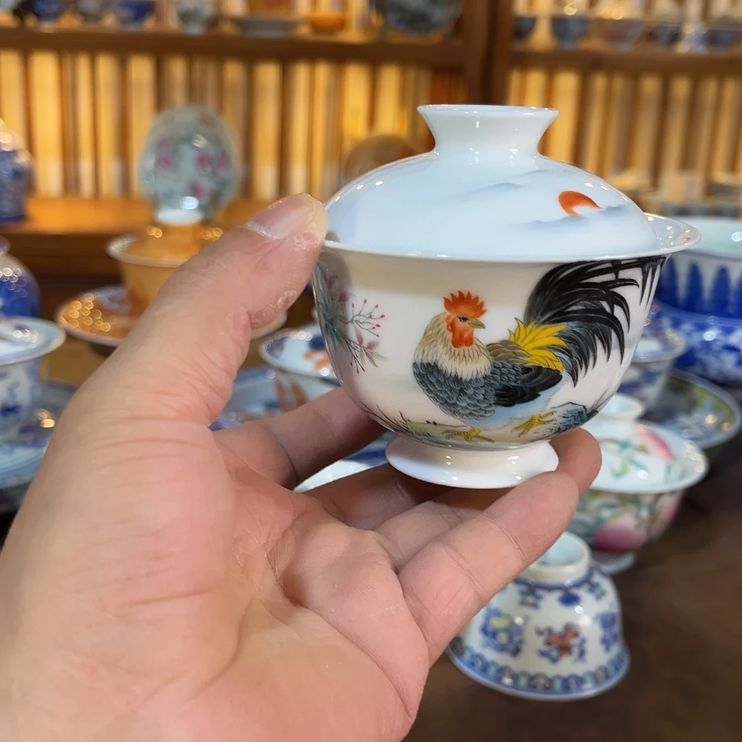 錡镇堂手工手绘盖碗