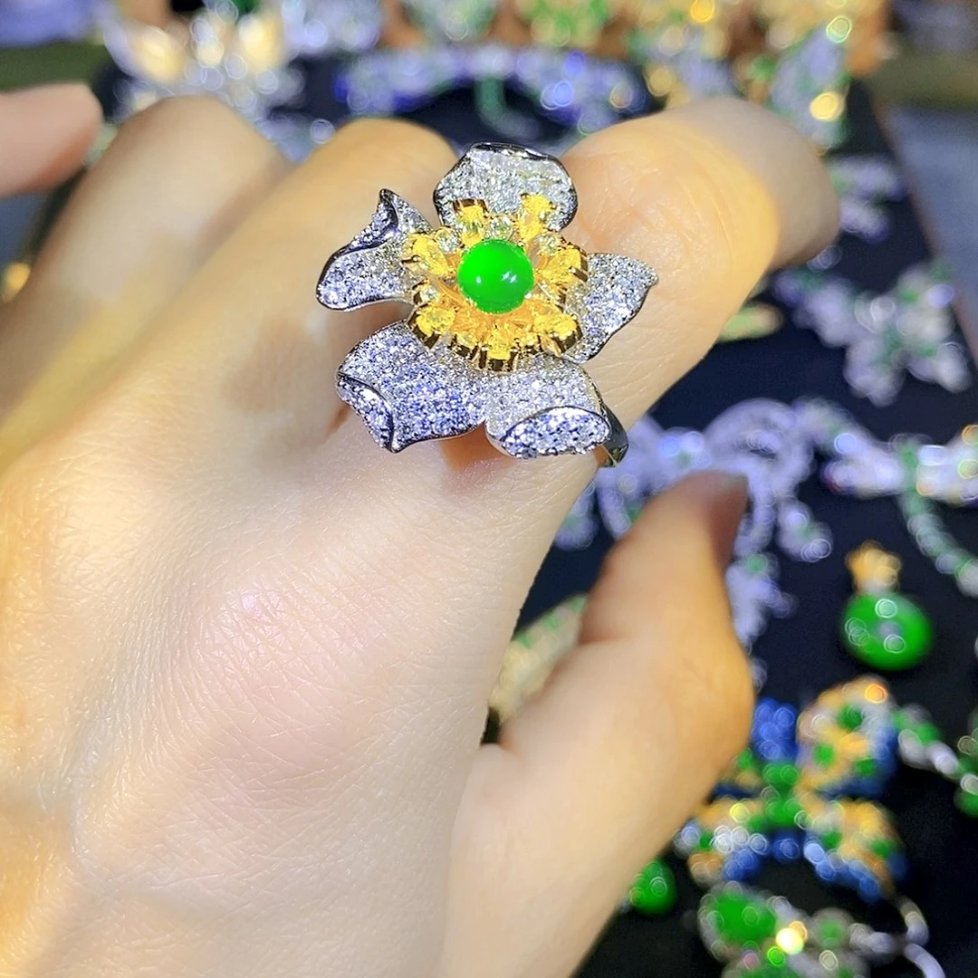 吊坠(不含链)银S925镶嵌翡翠