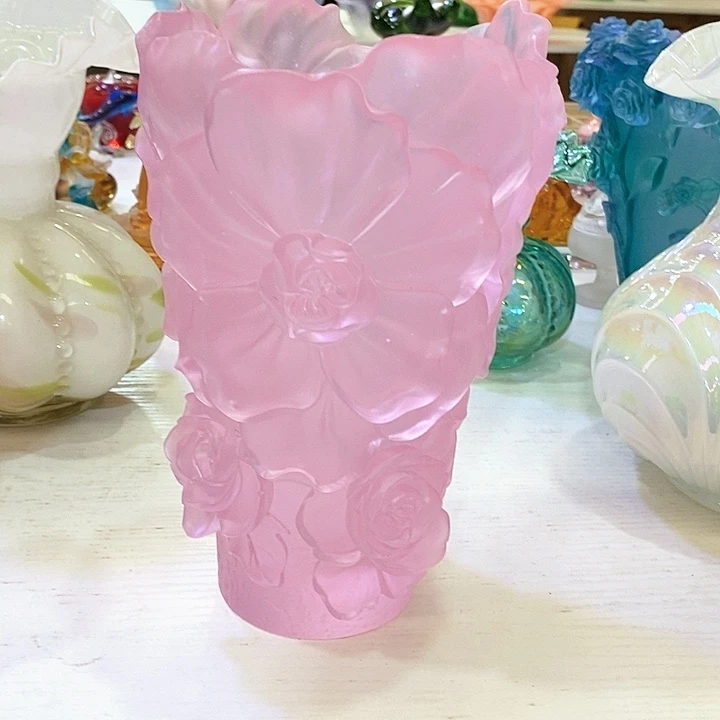 古法琉璃花瓶高20厘米口径9厘米
