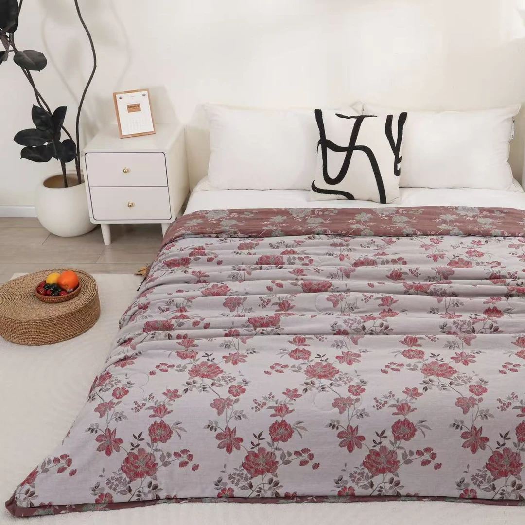 （诺薇花开)200cm*230cm 高端亚麻空调被亚麻夏凉被超柔软四季被