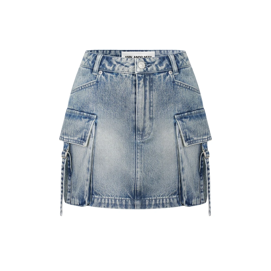ANN ANDELMAN【商场同款新品】25春夏休闲夏季复古工装水洗牛仔短裙