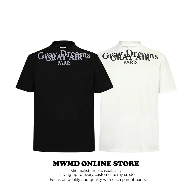 MWMD美式高街cleanfit小众圆领正肩短袖T恤男女夏季宽松休闲上衣
