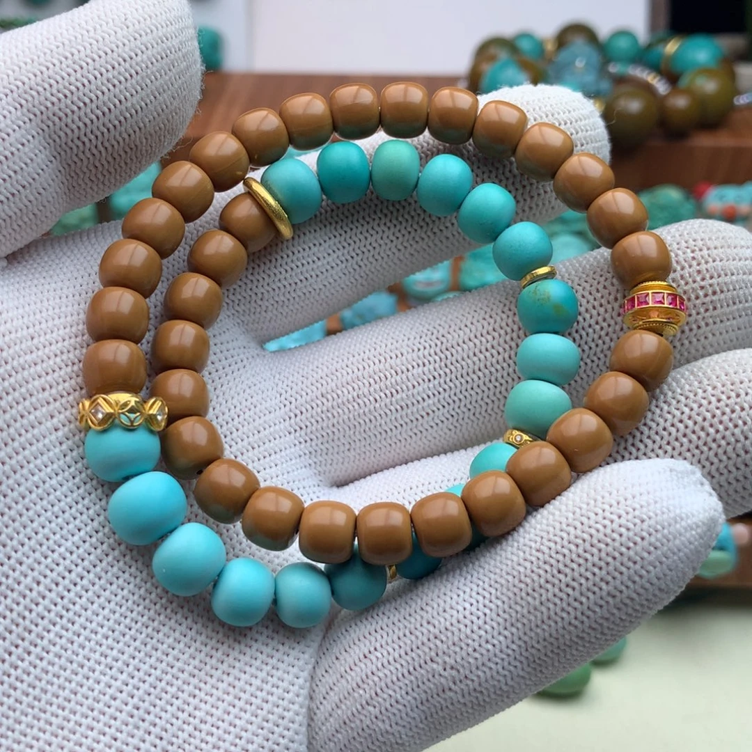 绿松石18K金镶嵌颈饰