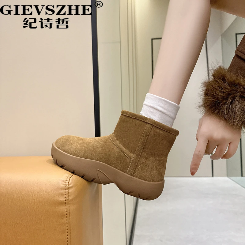 纪诗哲加绒加厚保暖防滑百搭时尚雪地靴女冬季新款防水厚底短靴