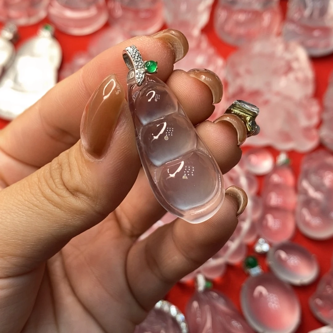 美****石英质玉银S925镶嵌吊坠