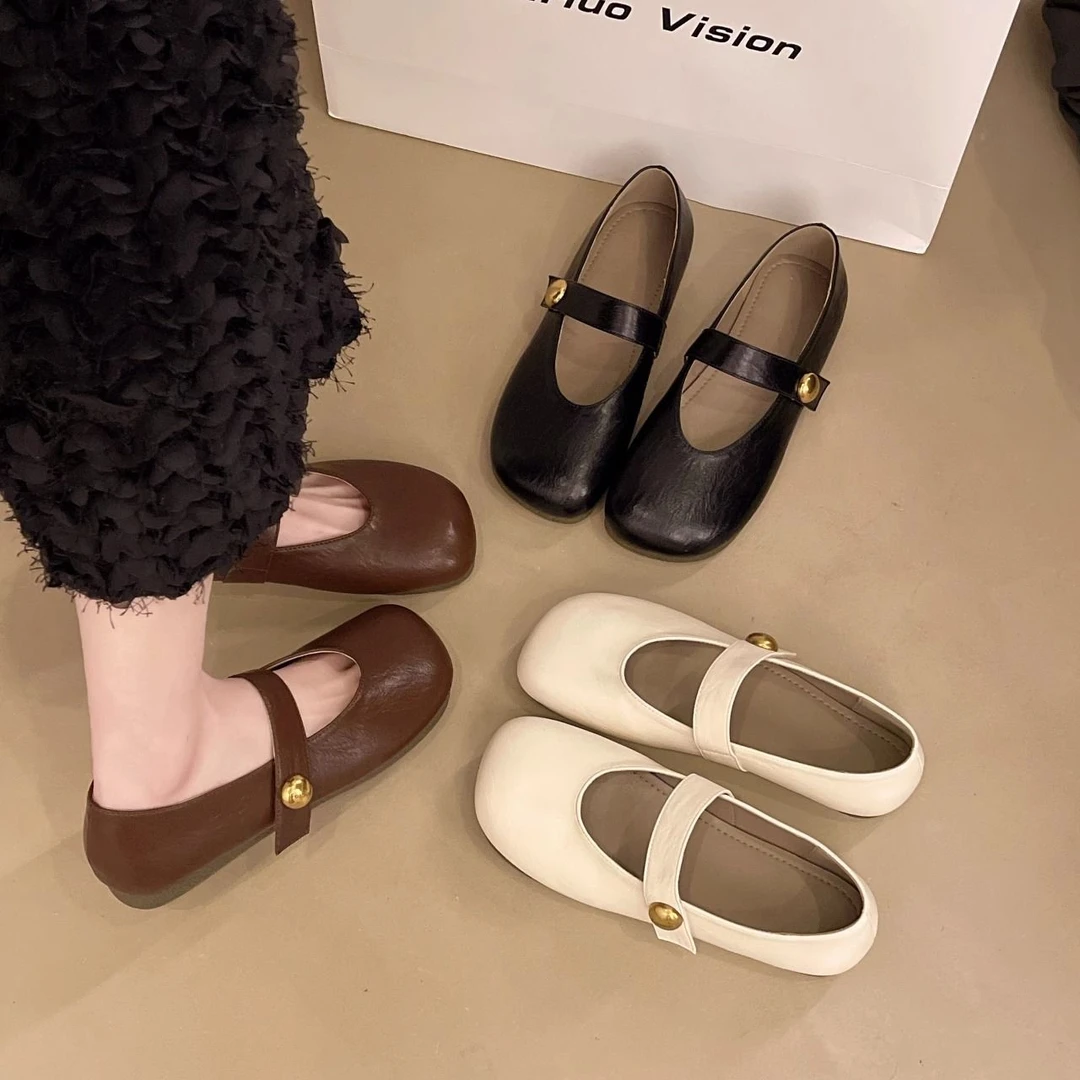 110仙女方头玛丽珍鞋女生2025春夏新款高级感配裙子浅口气质单鞋