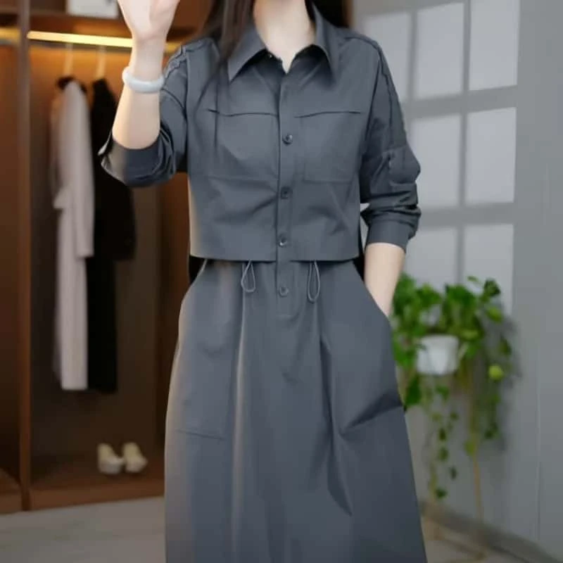 气质时尚高端精致女装2025春季新款简约百搭减龄收腰中长款连衣裙