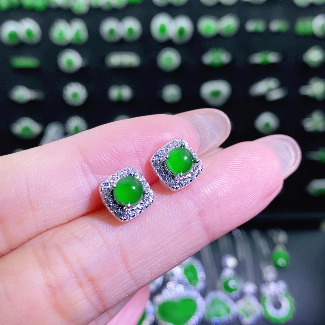 翡翠银S925镶嵌耳饰多样性