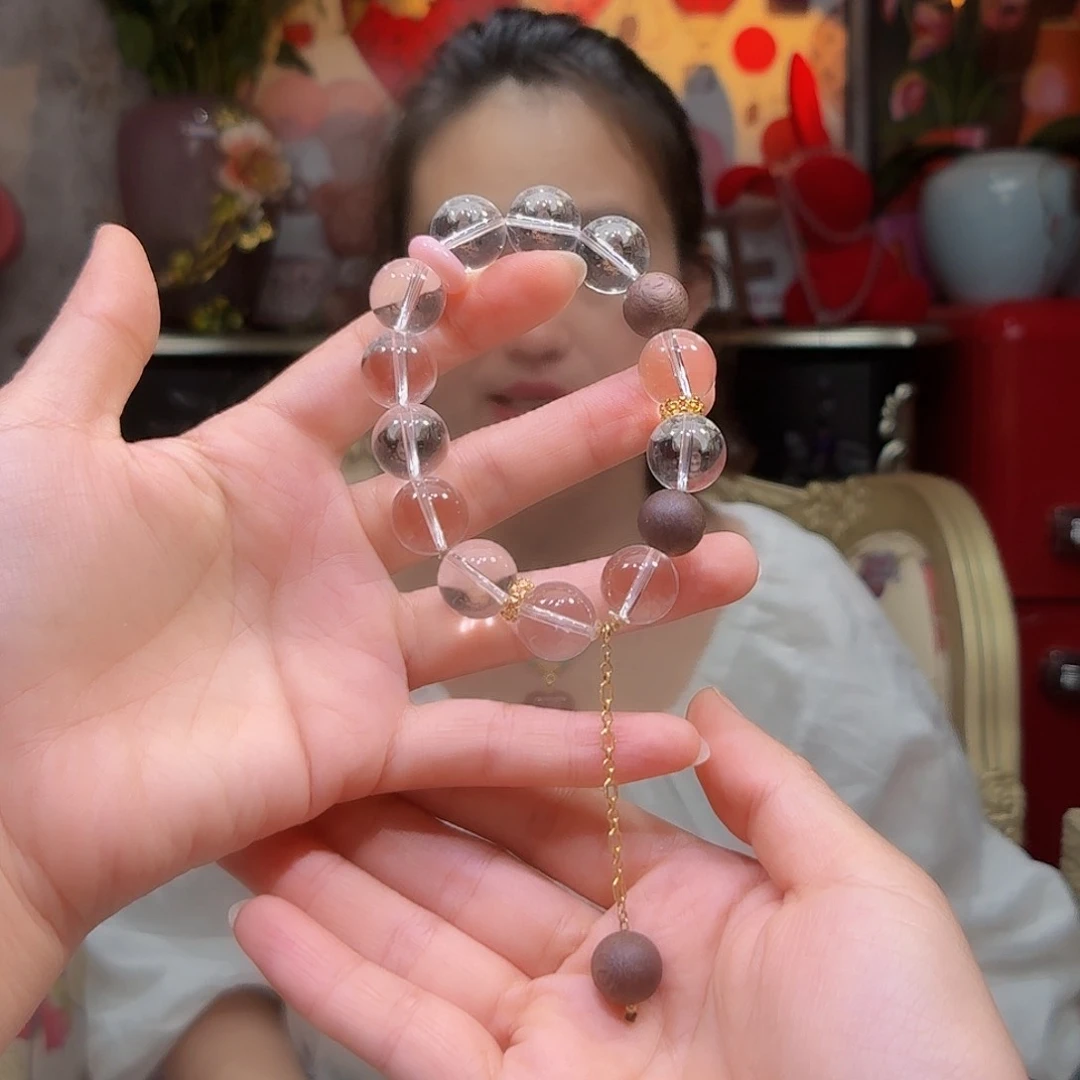 水晶手链18K金镶嵌手串