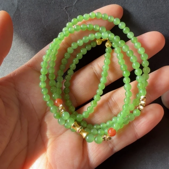 和田玉（碧玉）银S925镀金镶嵌项链