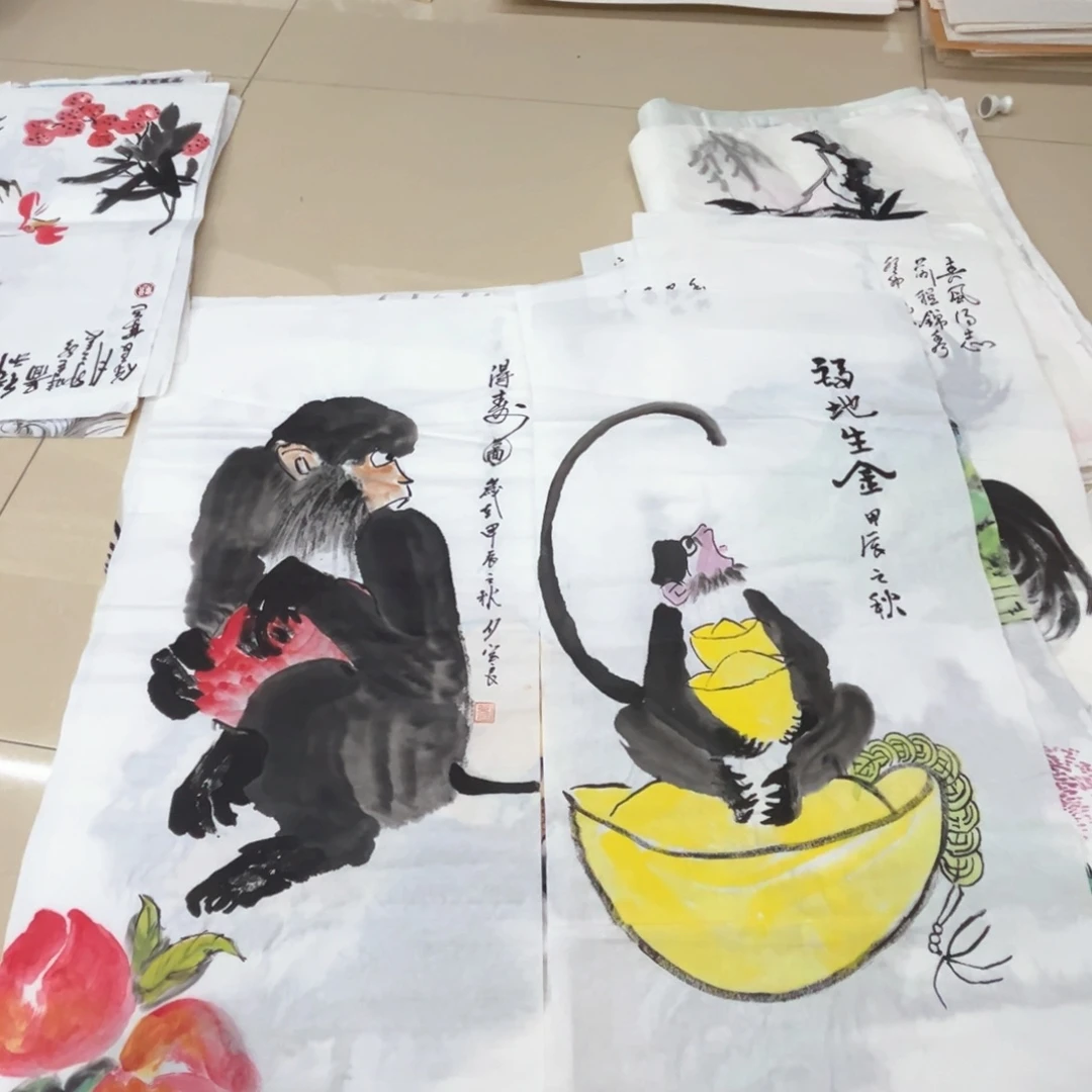 国画宝良老师四尺对开两张1111