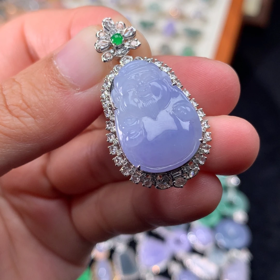 吊坠(不含链)18K金镶嵌翡翠