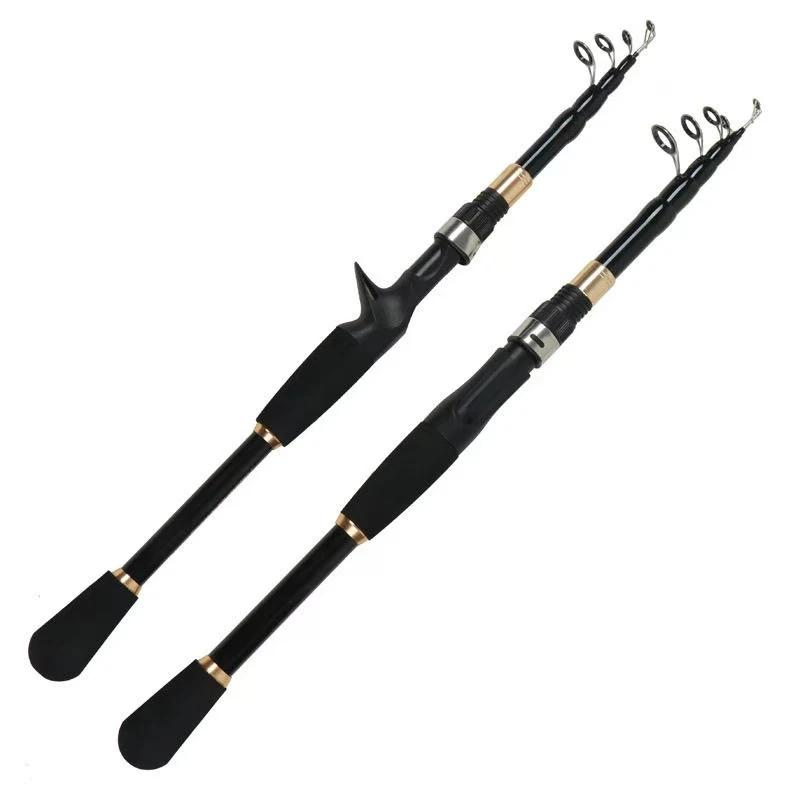 伸缩路亚竿实心竿梢设计便携式超轻M调海竿打黑套装碳素短节路亚