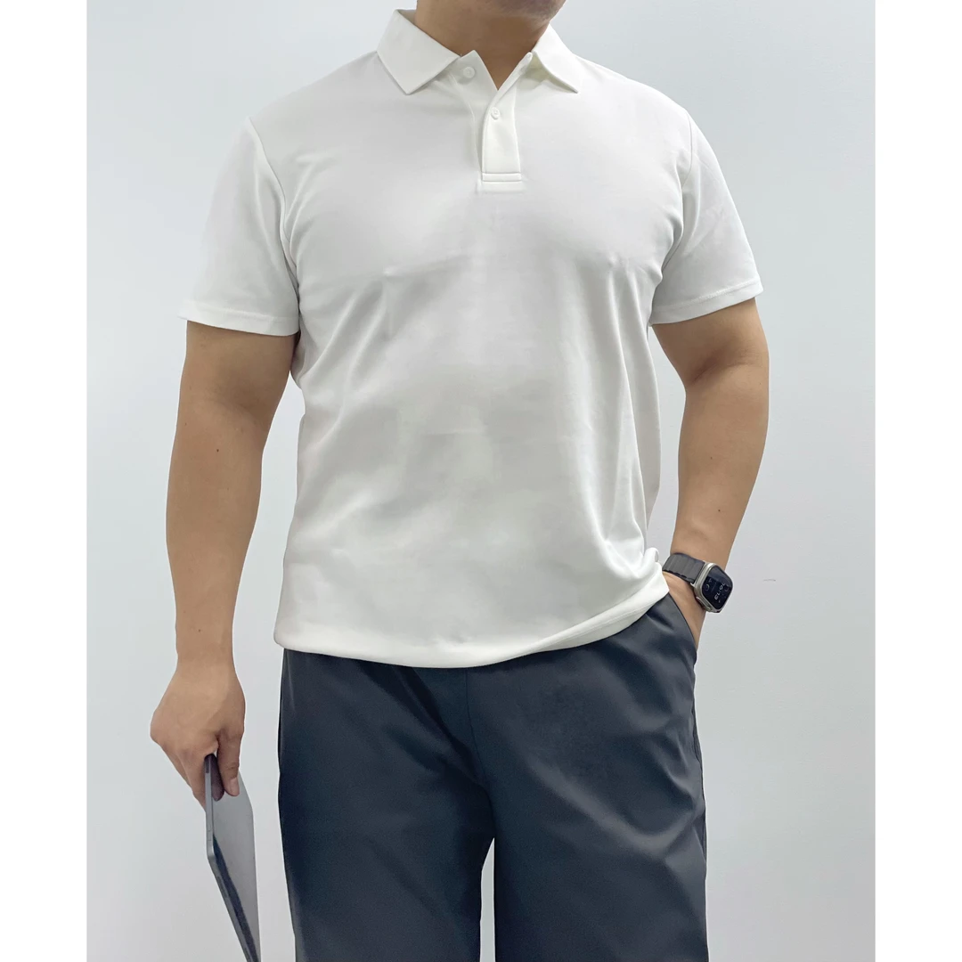 【三本针230g空气棉】2粒扣纯色POLO不卷边新疆棉短袖男t恤免烫衫