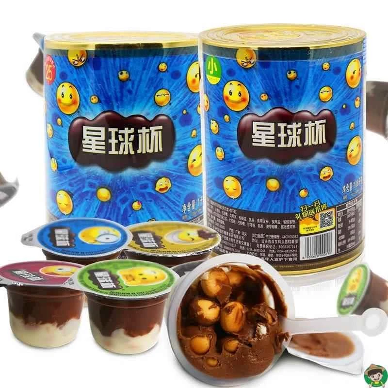 星球杯正品代可可脂桶装大杯巧克力杯零食甜甜乐巧克力浆饼干粒