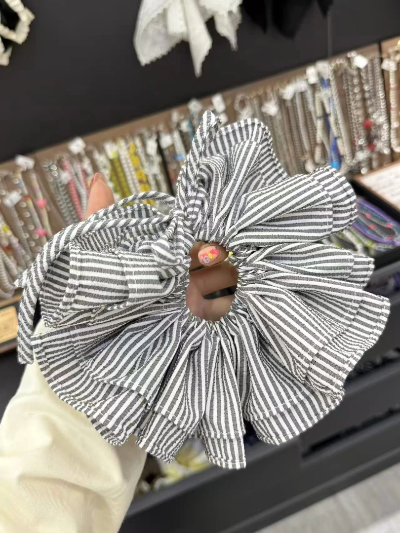 泡菜显脸小款蝴蝶百褶条纹纯手工发圈124