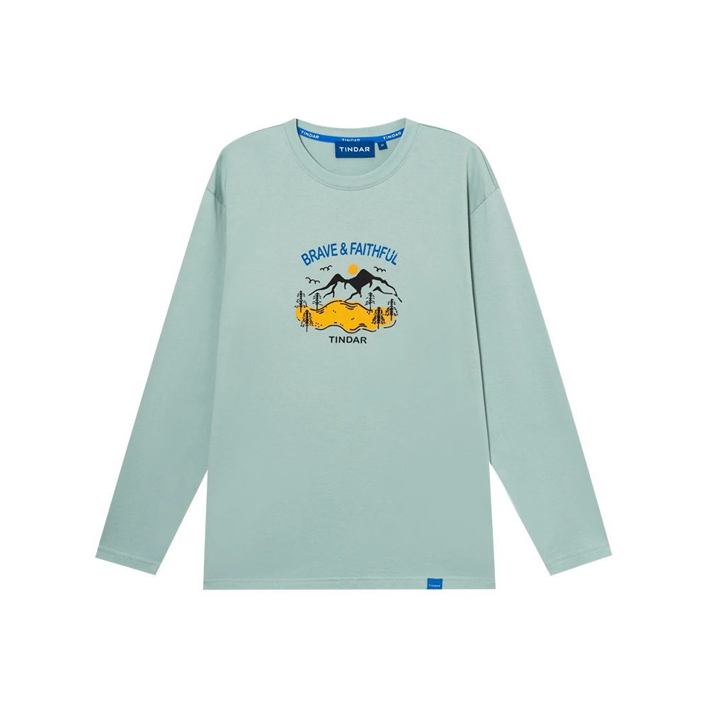 TINDAR天之獒情侣款T恤男女潮牌美式休闲印花秋冬内搭打底衫