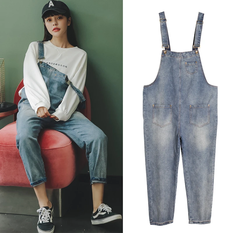 米度丽孕妇裤子春秋款牛仔背带裤套装夏季外穿阔腿裤春季2681