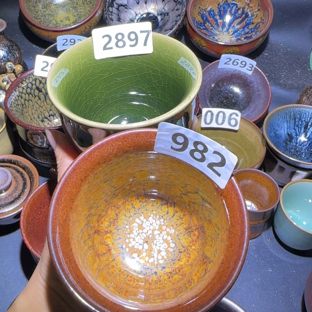 子***小茶盏福建盏茶器竹节两个