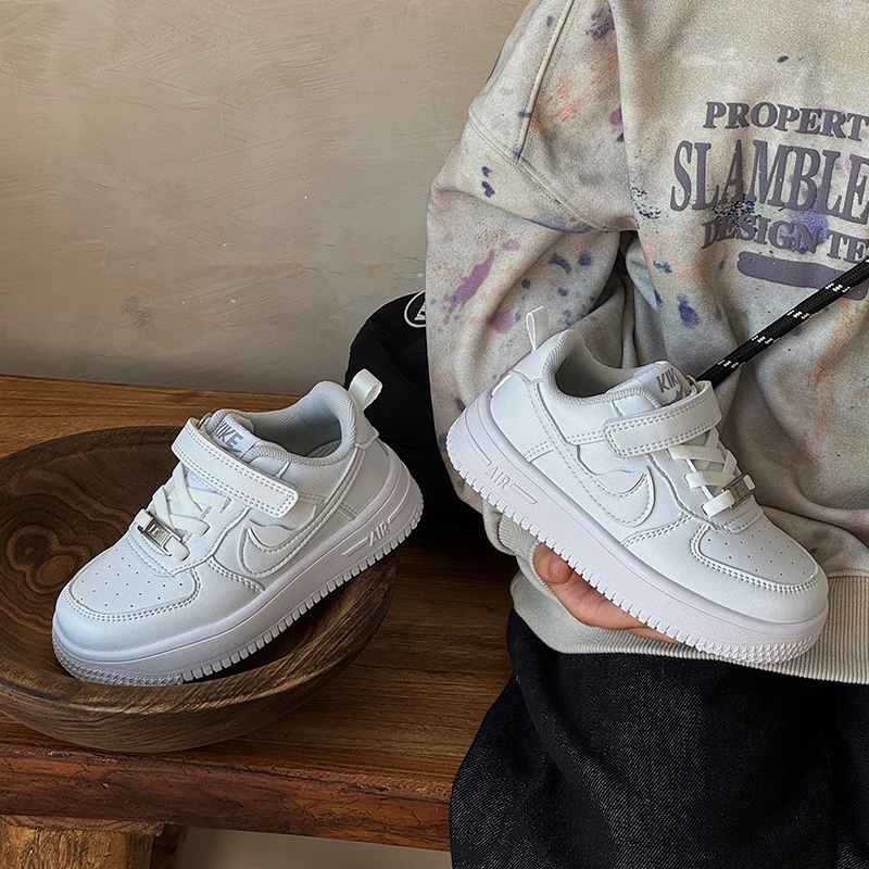 2025秋季儿童时尚百搭经典款小白鞋轻便舒适魔术贴运动鞋 A601 TY