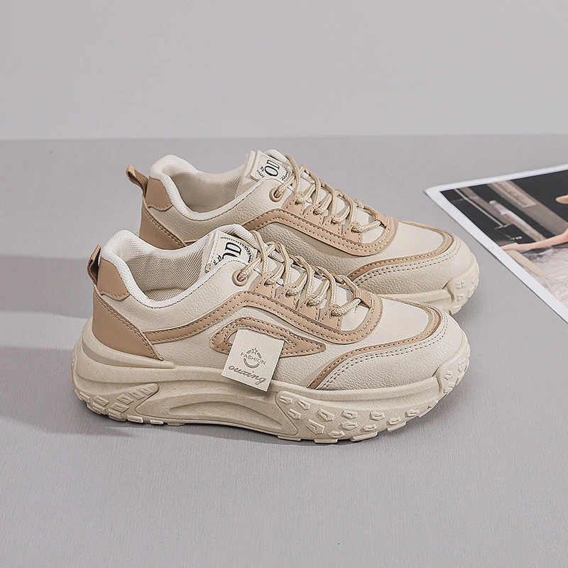 ins韩版厚底老爹鞋2024秋季新款街拍学生跑步运动鞋增高休闲白鞋