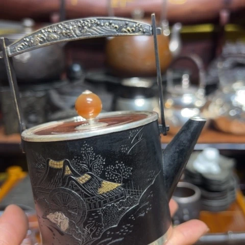 蜜安罐瓷香炉锡茶则