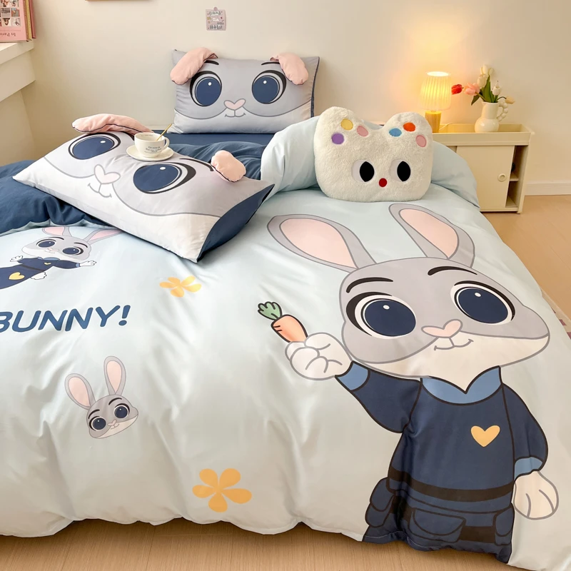 床上四件套可爱卡通儿童兔子床品学生宿舍三件套男被套床单床笠