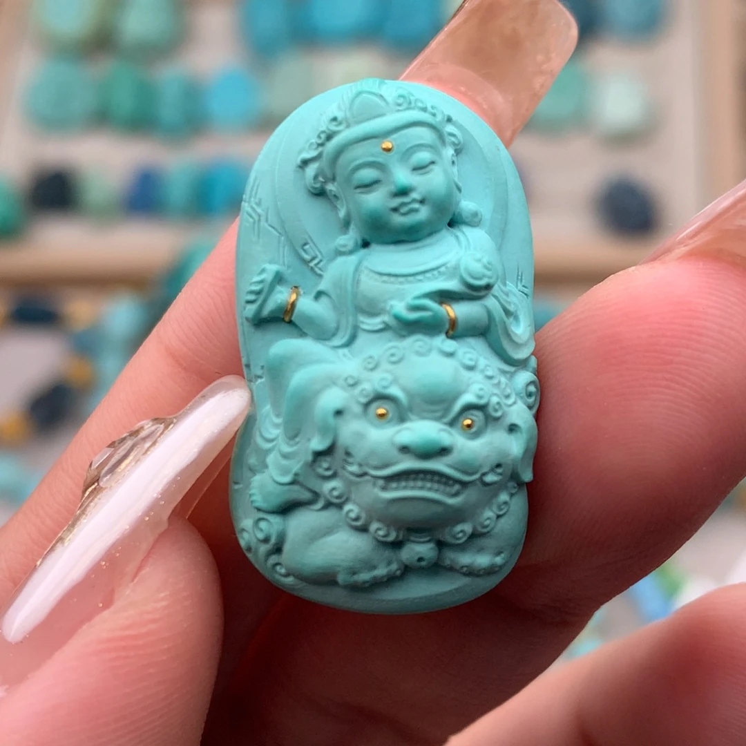 绿松石珠宝奇石未镶嵌文殊