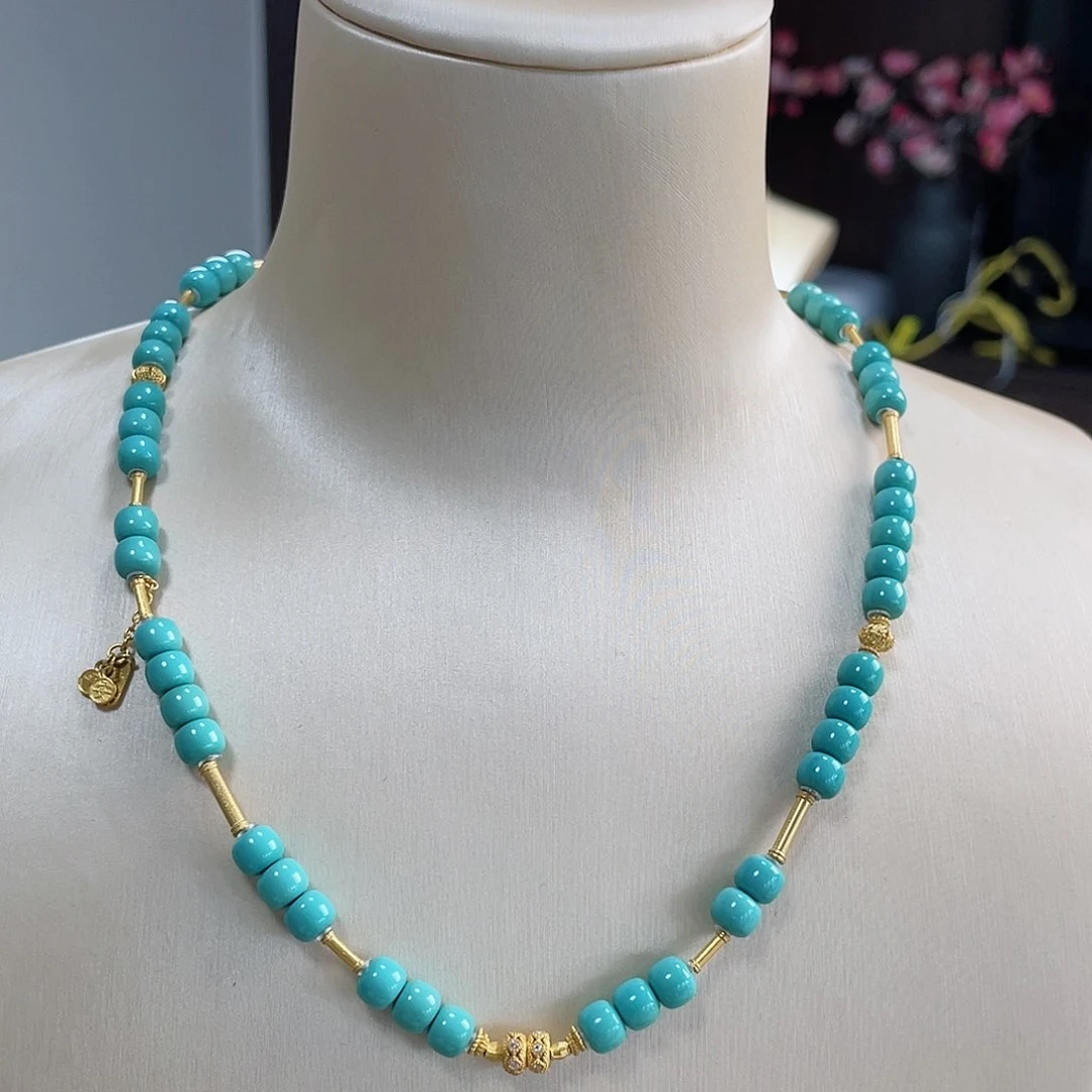 绿松石珠宝奇石18K金镶嵌