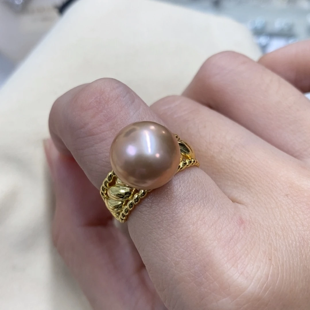 银S925镶嵌戒指淡水珍珠，链接17