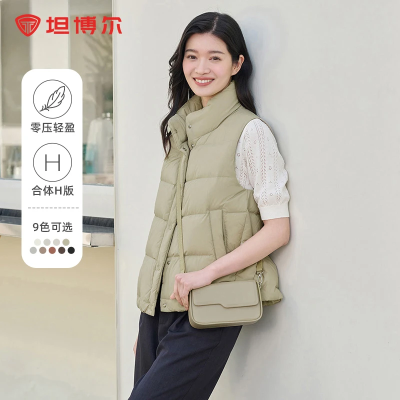 坦博尔羽绒马甲女士短款立领春秋外穿休闲轻薄马夹外套TD236006