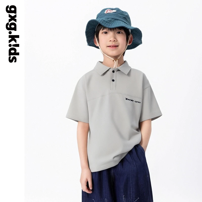 gxgkids儿童男女童polo百搭休闲宽松翻领半袖简约KGD12432562
