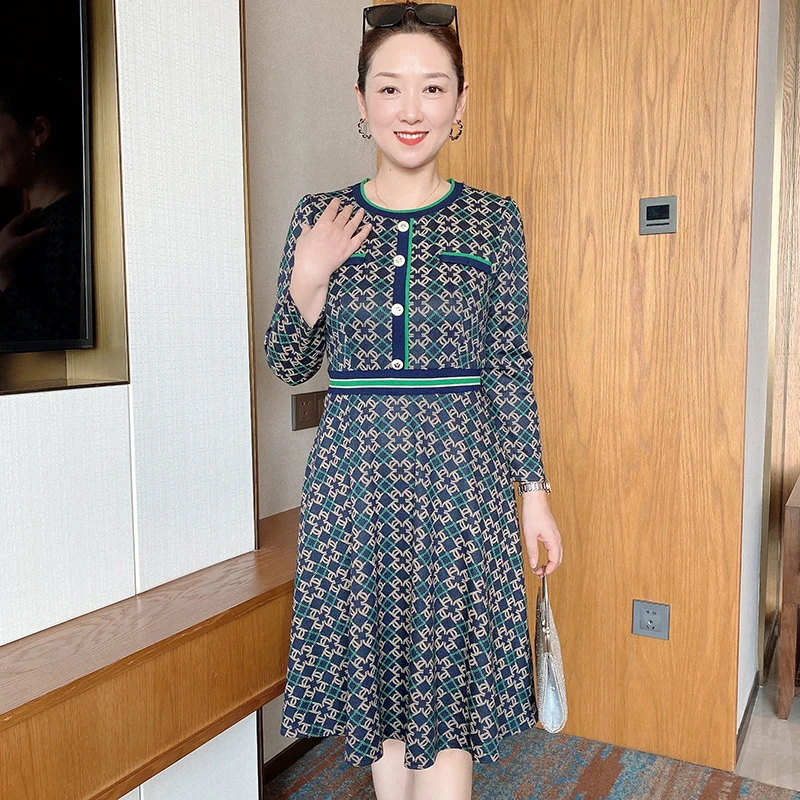 【断码特价】新款长袖连衣裙中年洋气女裙中老年时尚显瘦长裙子88