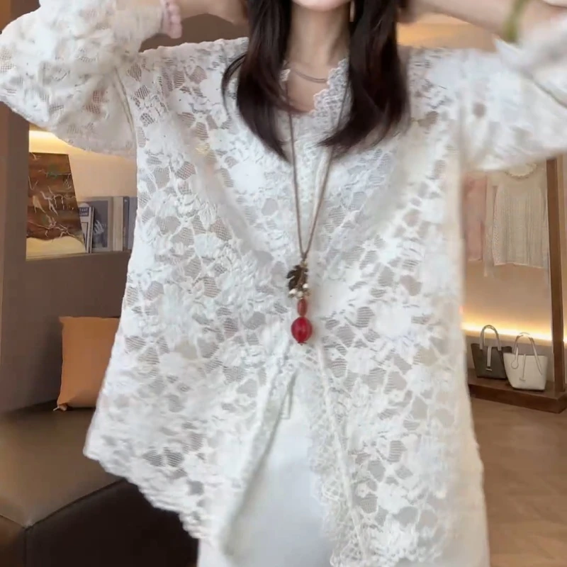 【胧月】2025春季显瘦镂空蕾丝定制款开衫上衣LK2502009