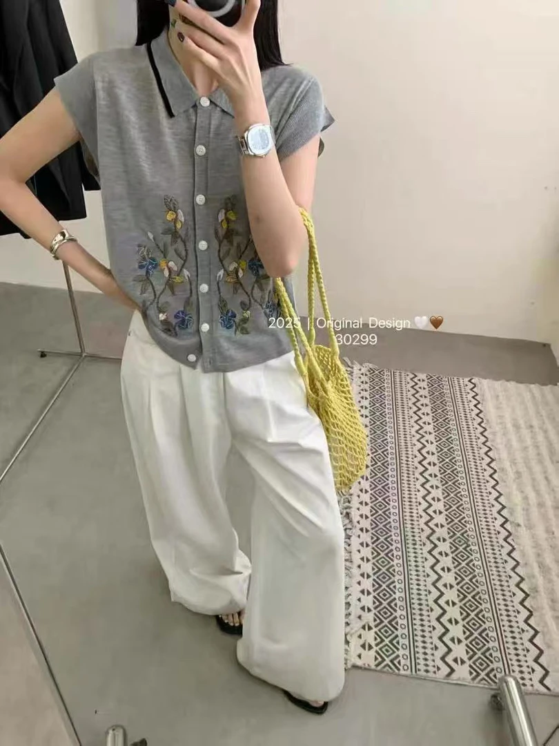 韩版短袖无袖可爱风欧美风上衣百搭女洋气毛针织衫2771