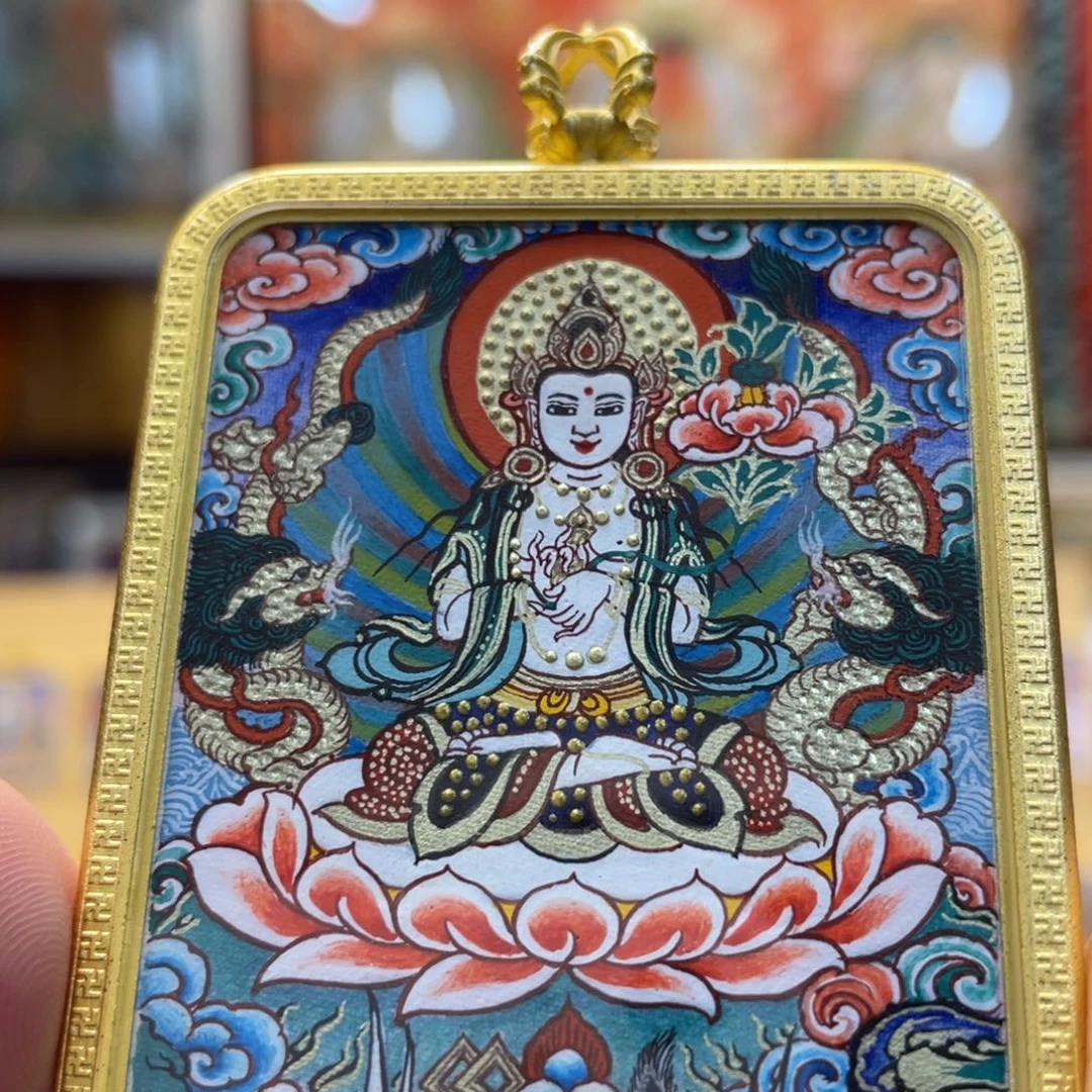 吊坠热贡纯手绘唐卡大势至