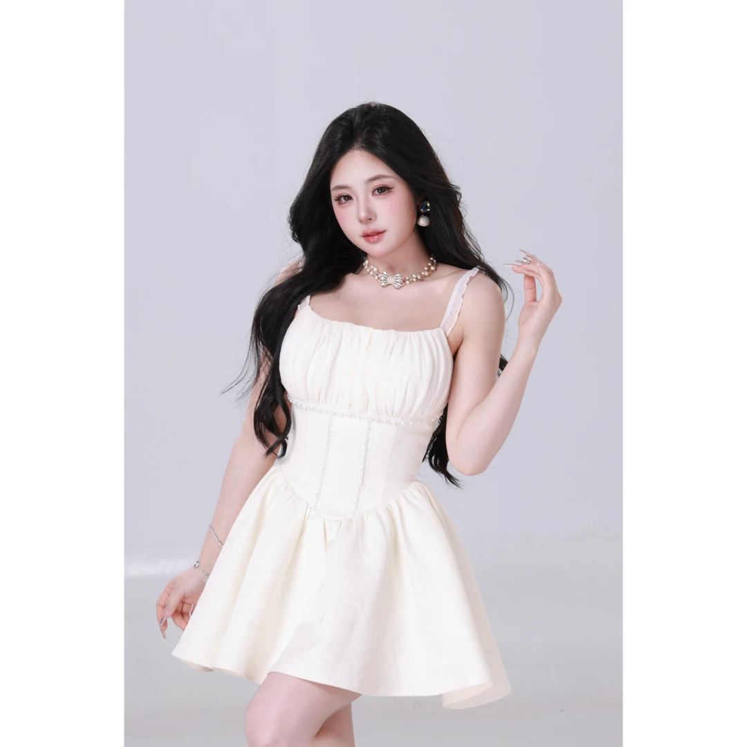 现现MengFairy 【月光序章】纯欲甜美掐腰显瘦短款连衣裙5057欧若风