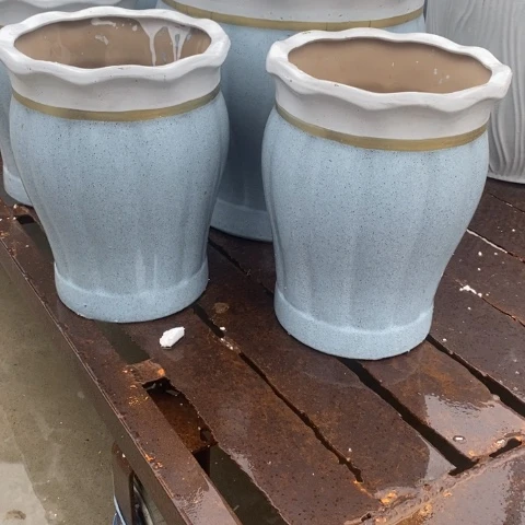低腰花口金边蓝南瓜中号  口26/34