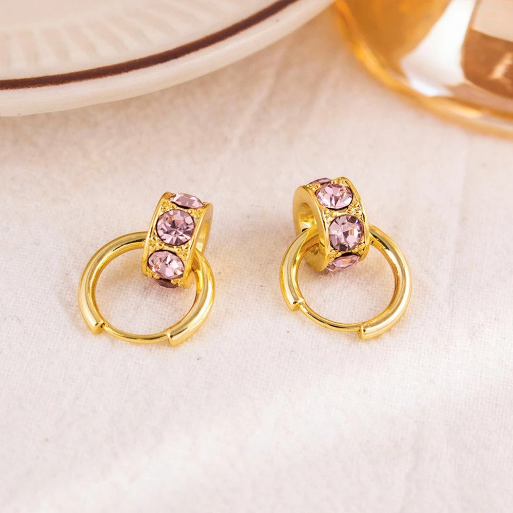 铜合金锆石耳饰 设计感时来运转精致耳扣女时尚洋气耳饰镶钻耳环