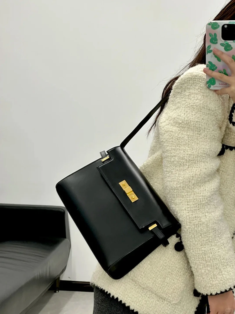 99新 YSL/圣罗兰 曼哈顿中号光面黑金/99新/严选