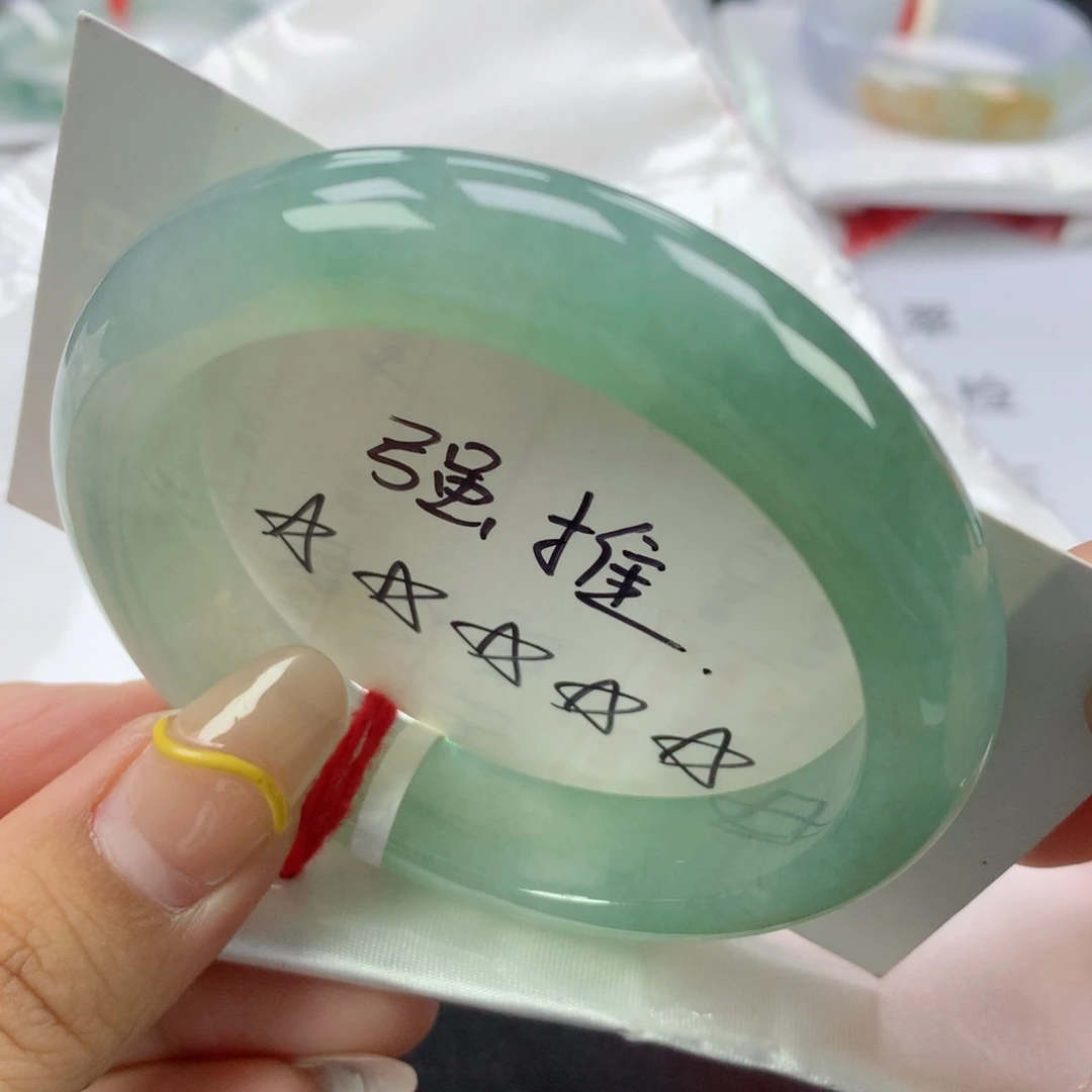 翡翠手镯未镶嵌缅甸天然翡翠手镯56.3正